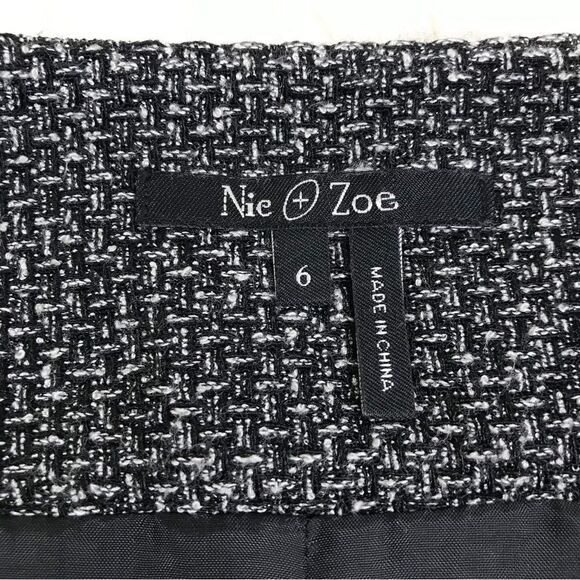 NIC+ZOE Button Front Tweed Midi Skirt Gray A-Line Double Breasted Career Size 6 - Picture 4 of 9